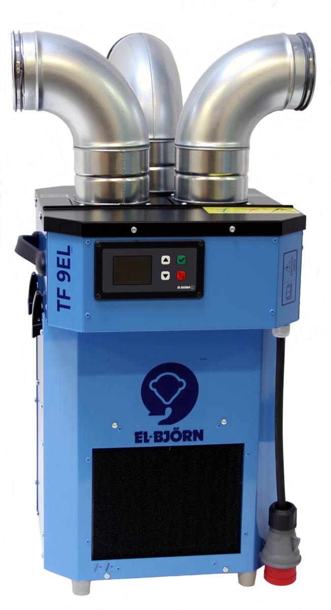 Varmeaggregat med luftfordeler 400V effekt < 10 kW